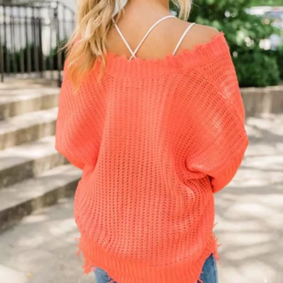 Distressed Pull Over Lightweight Knit Sweater - Picture 2 of 5